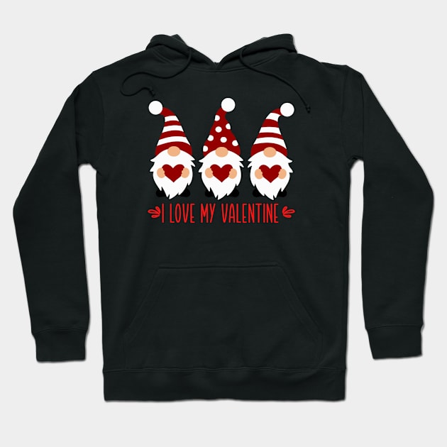 I Love My Valentine with Gnomes for Valentine's Day Couples Hoodie by tropicalteesshop